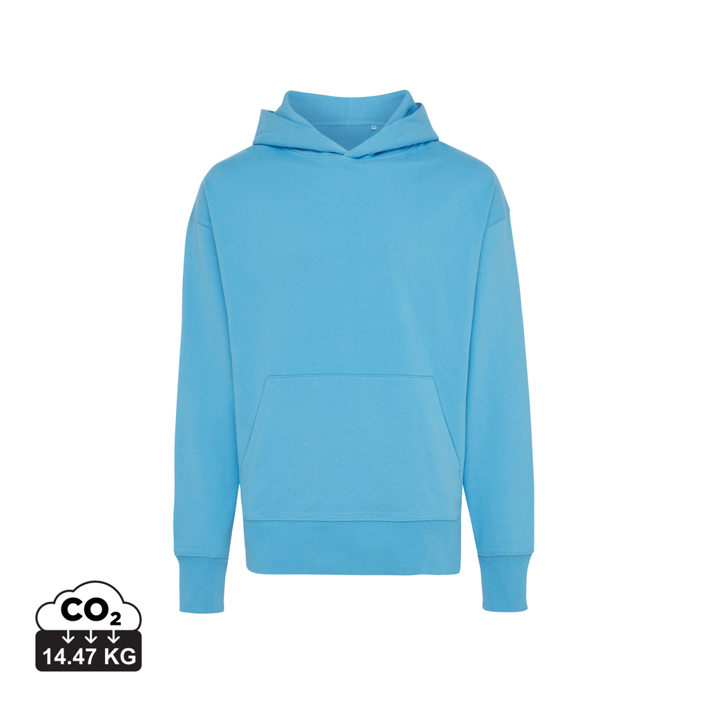 Sweat capuche personnalisable coton recyclé 340g unisexe Iqoniq Yoho tranquil blue